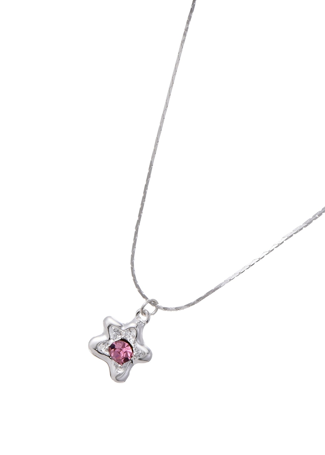 Phyllis – Silberne Halskette mit rosa Stern