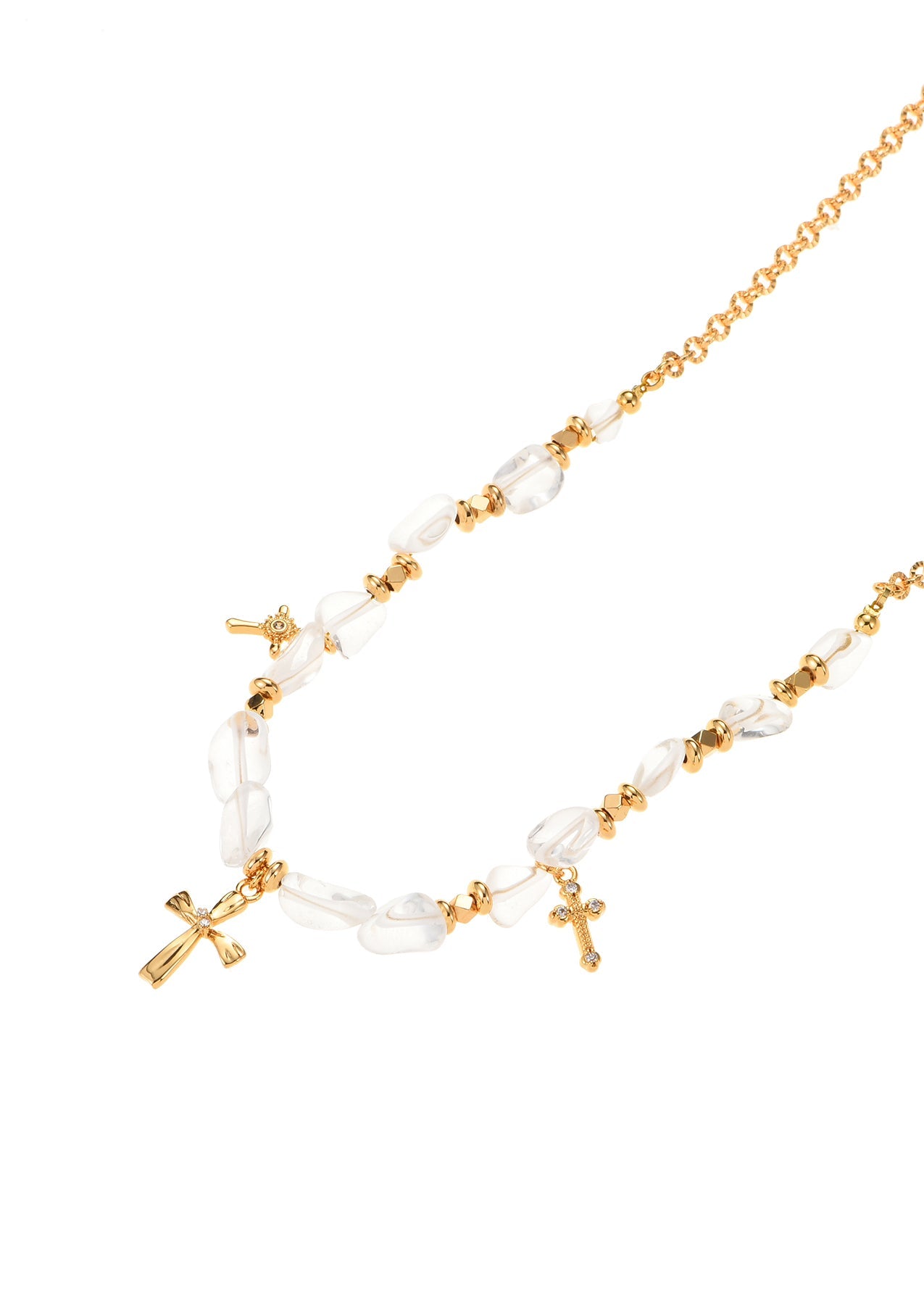 Collana dorata con croce dell'anima di cristallo