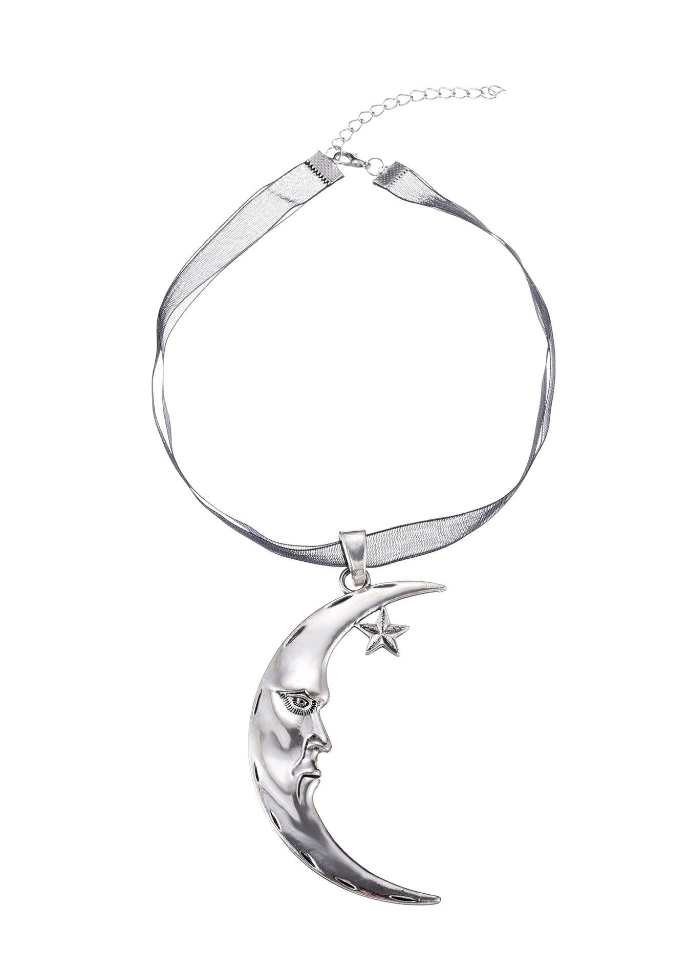 Lunar Eclipse Moon Silver Necklace