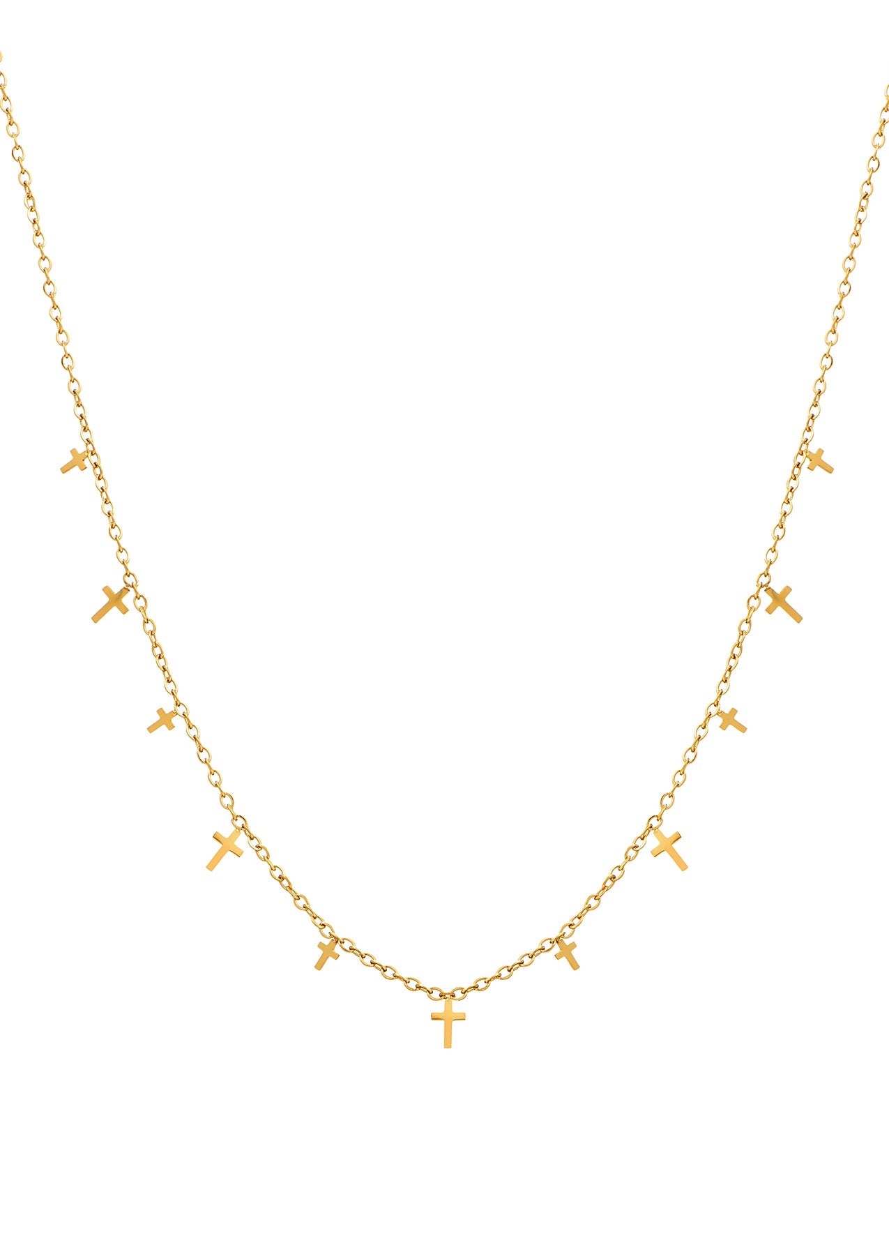 Mina Mini Cross Golden Chain Necklace