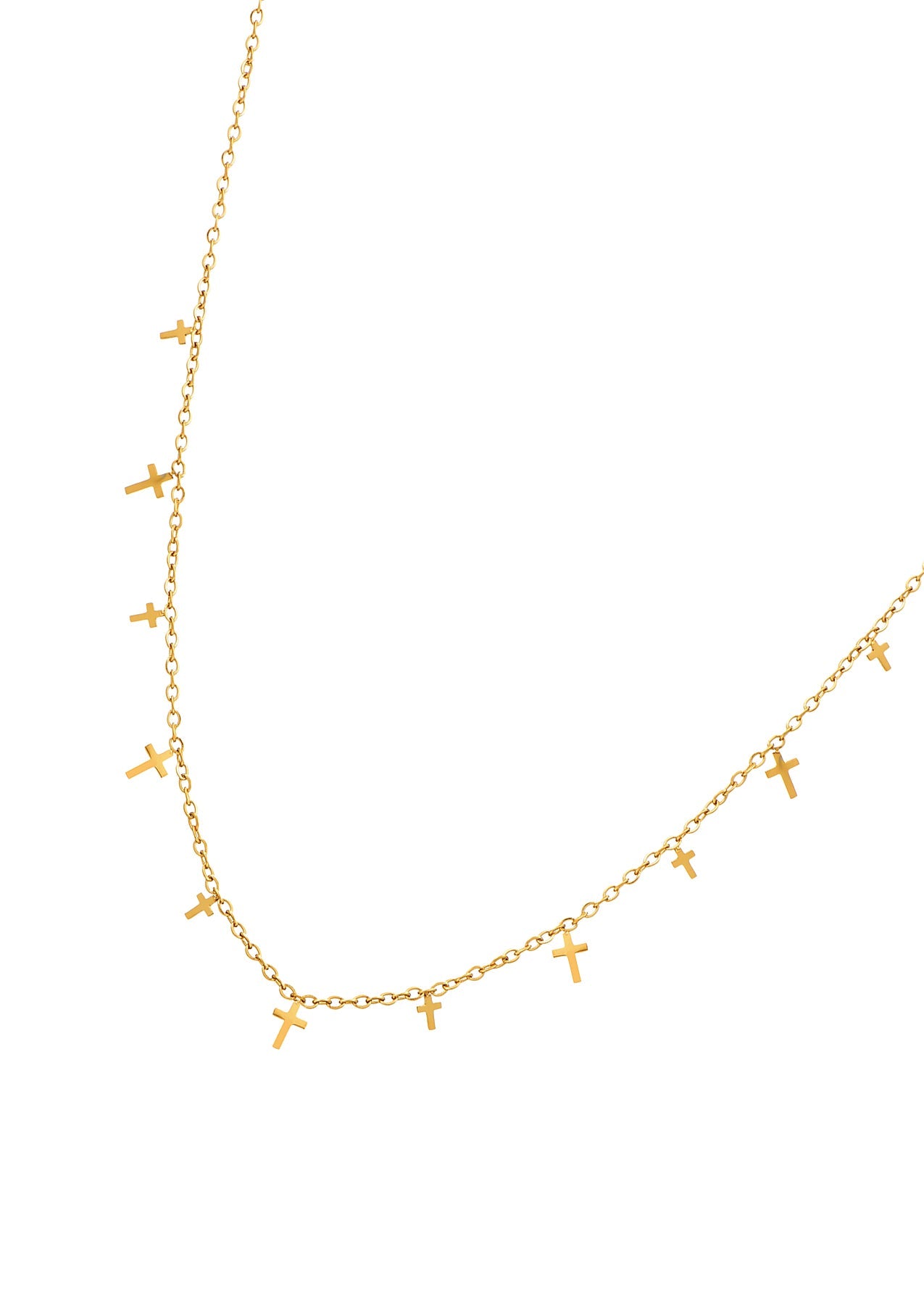 Mina Mini Cross Golden Chain Necklace