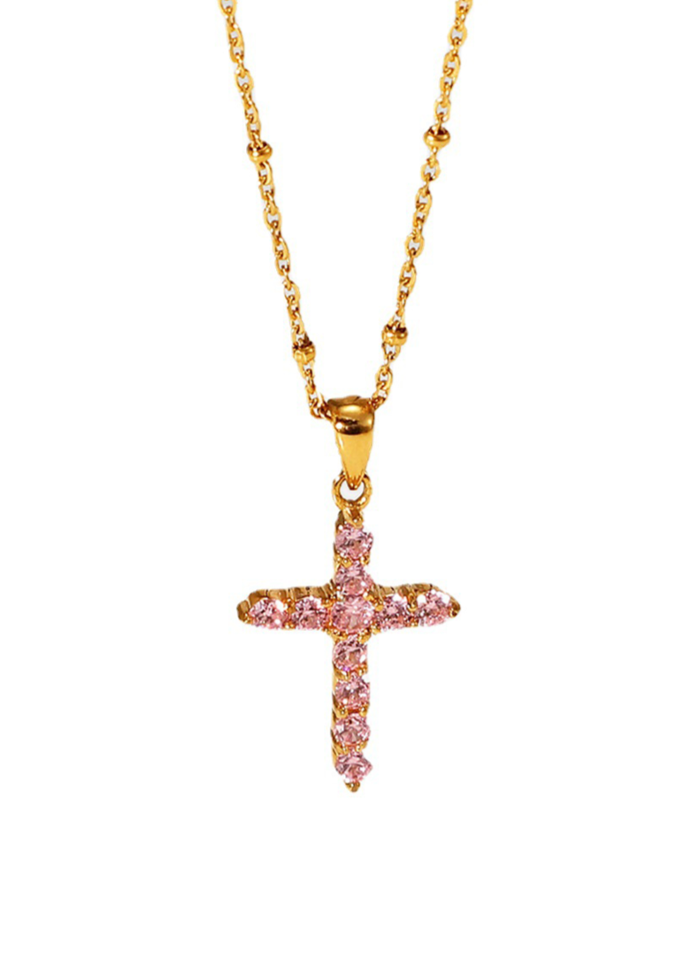 Grace Rosa goldene Kreuzkette
