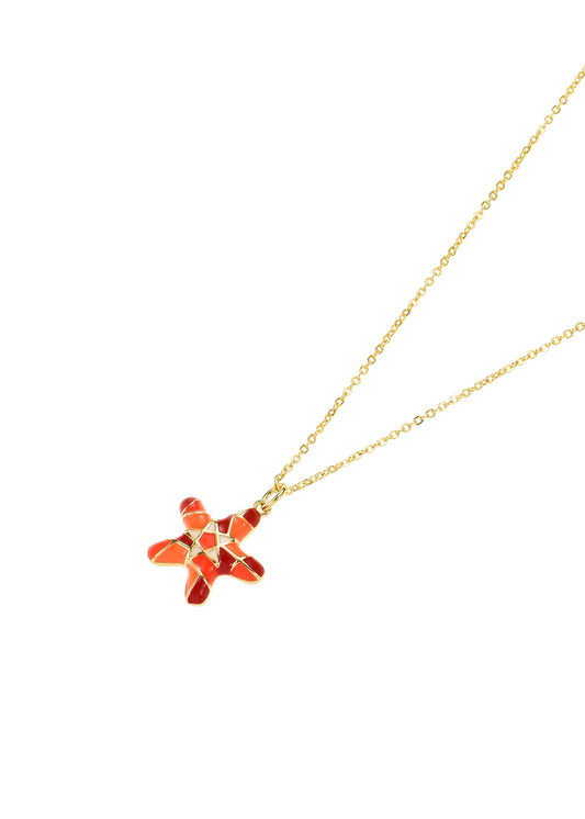 Marlin Passionate Seastar Orange Golden Necklace