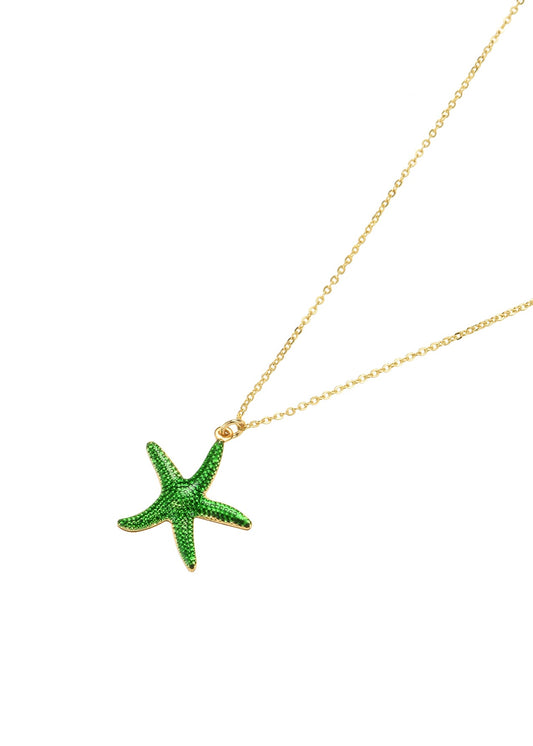 Marlin Passionate Seastar Green Golden Necklace
