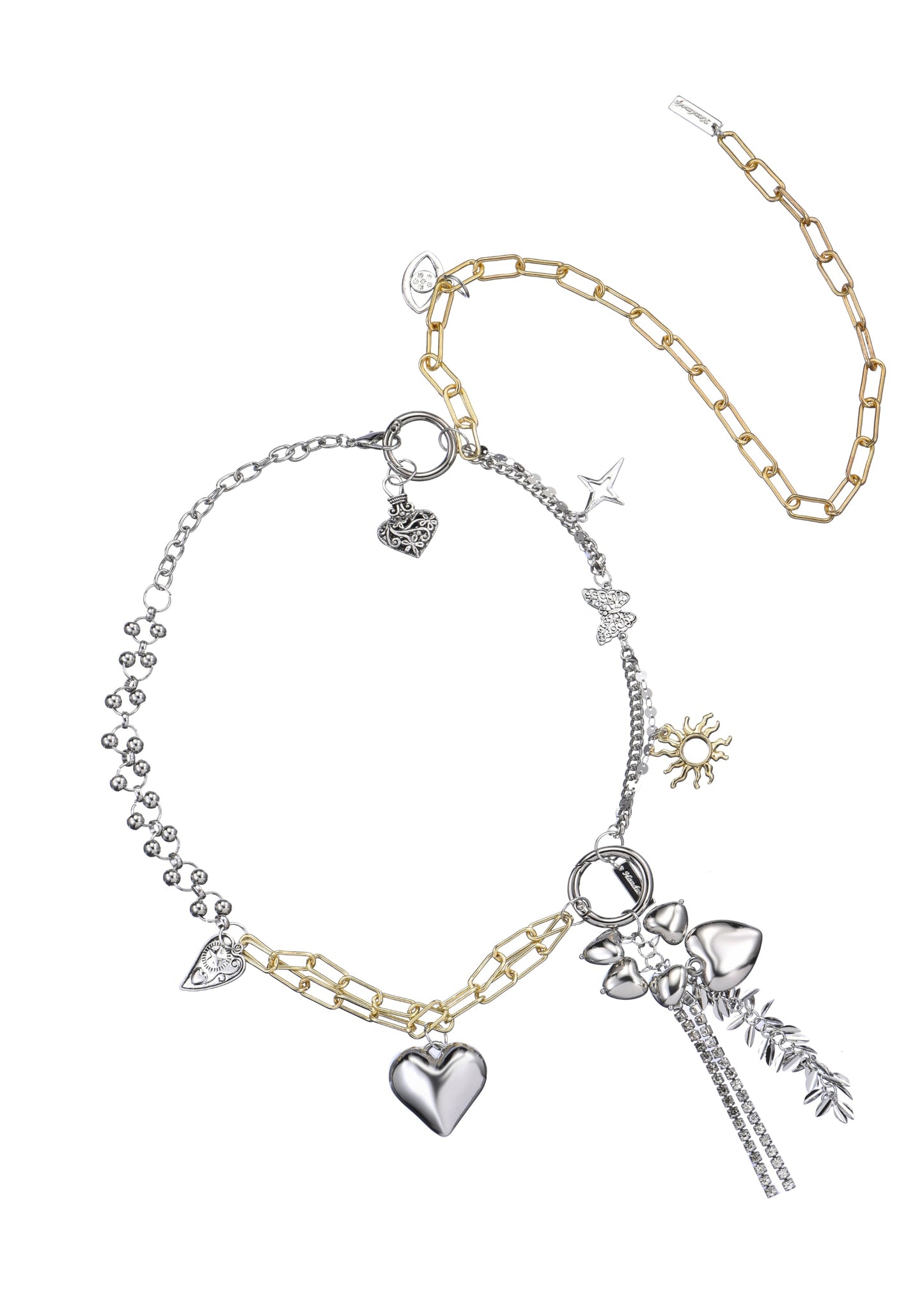 Catena da vita in argento dorato con cuore sole estivo