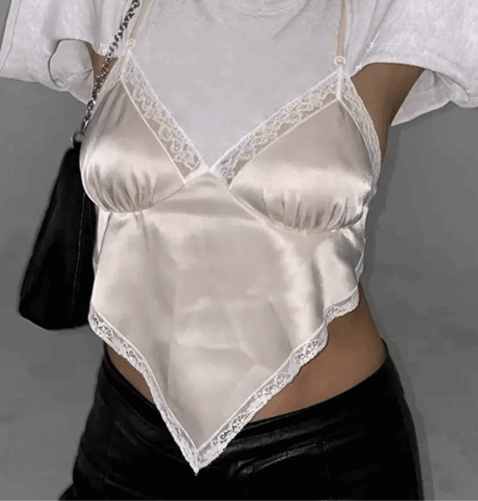 Backless Bandana Top In Cream Satin