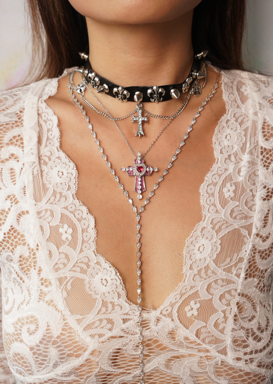 Collana girocollo con cintura a croce cromata Vander