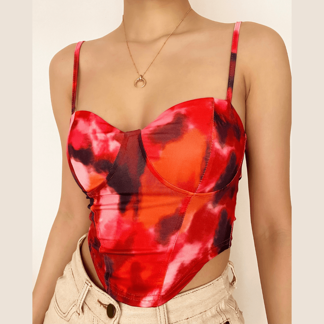 Canotta tie-dye con lacci sul retro