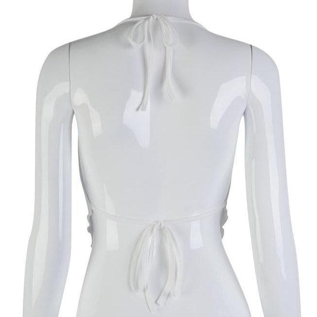 Halibuy Neckholder-Top mit Wasserfallausschnitt und offenem Rücken – Schlussverkauf