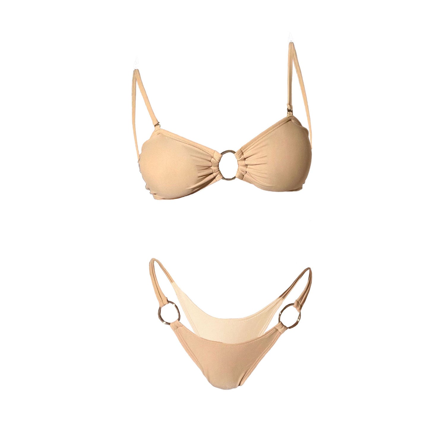 Einfarbiger Camisole-Bikini mit gerüschtem O-Ring