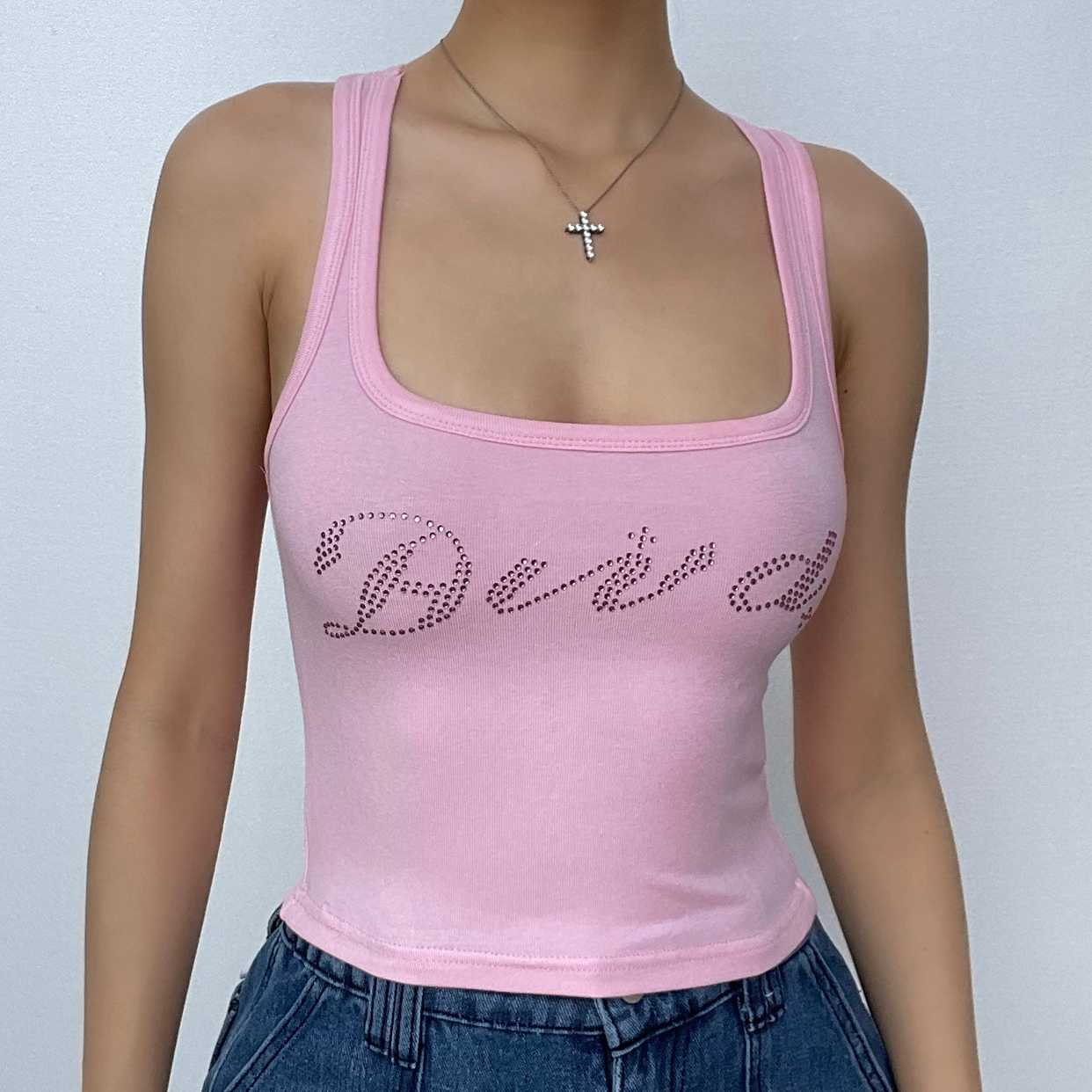 Top a contrasto con scollo quadrato e maniche con perline
