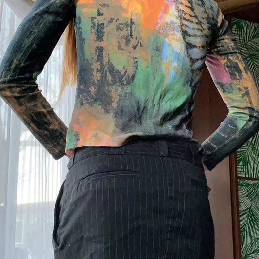 “Abstract” Y2K Graphic Top