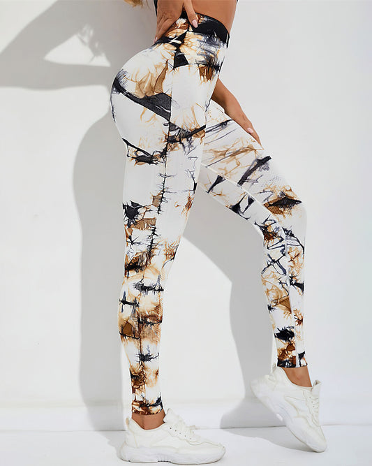 Brooklyn Tie Dye Seamless Leggings - Brown