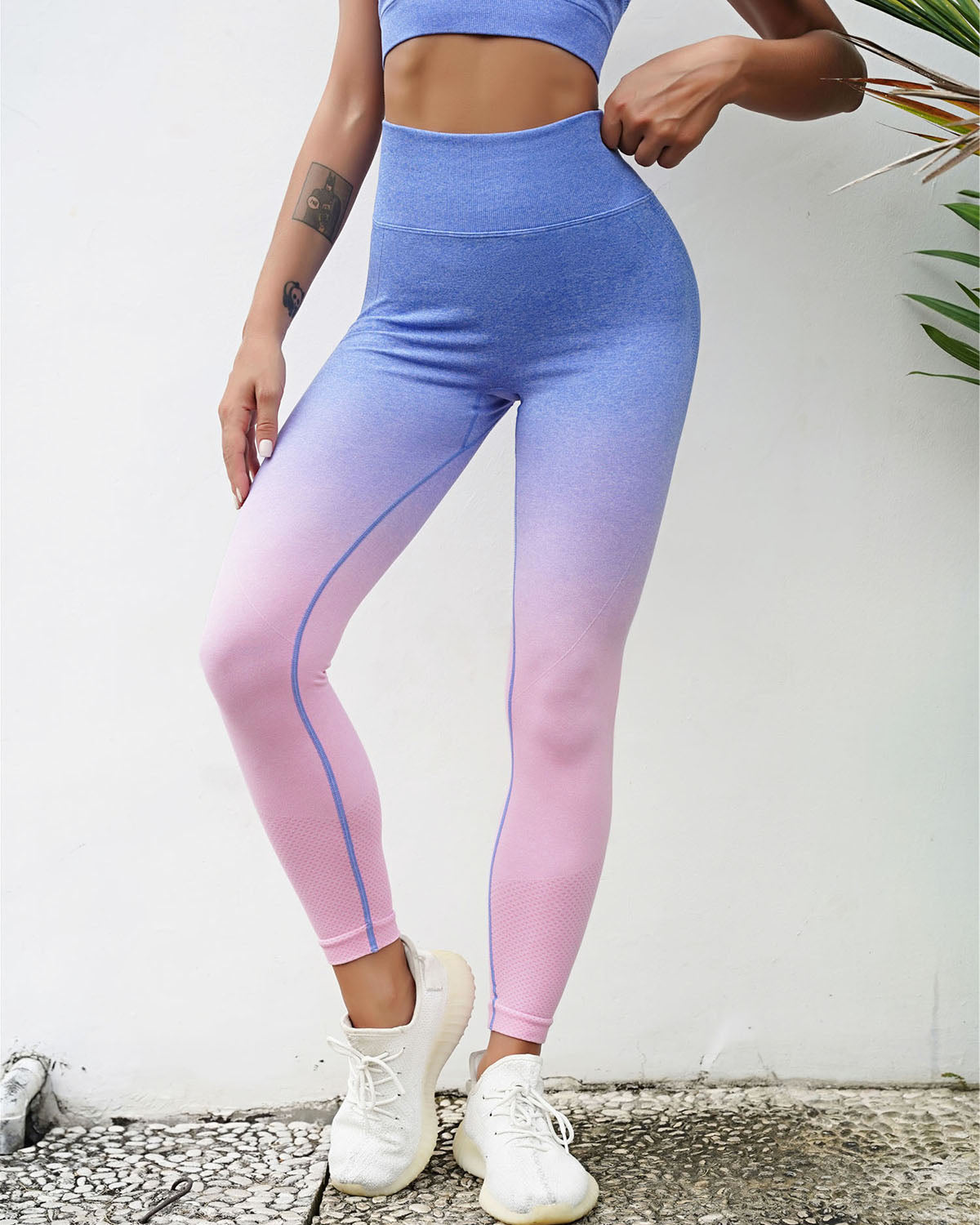 Leggings senza cuciture Gianna - Blu e rosa