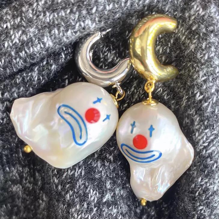 Perlenohrringe „Glücklicher Clown Trauriger Clown“