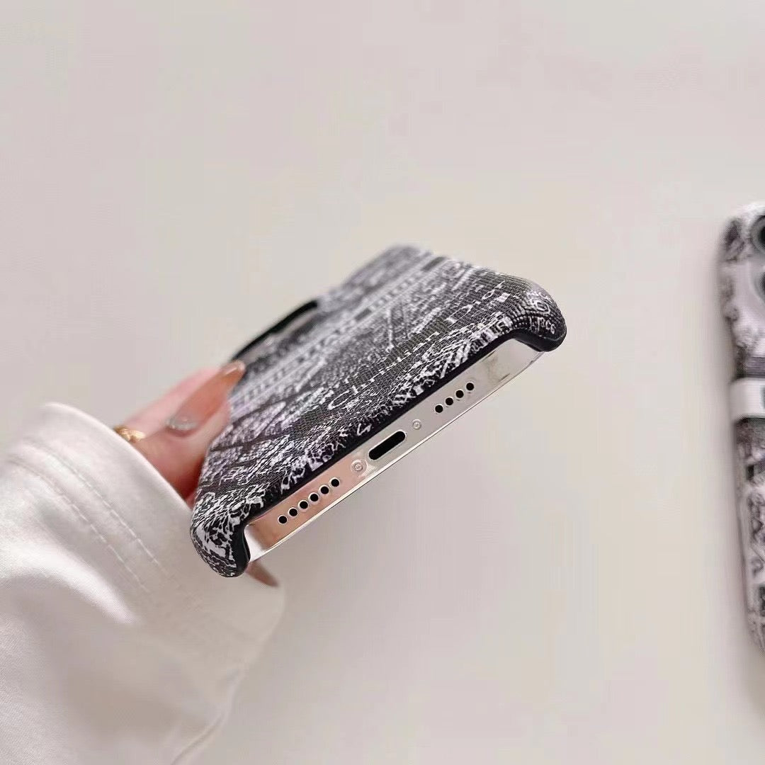 Custodia per telefono con fiore nero per iPhone