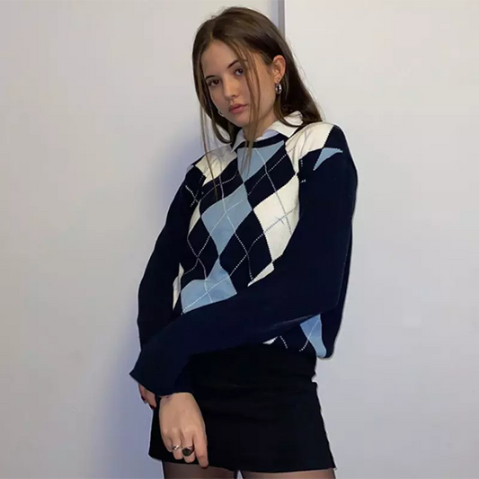 “Layla” Vintage Geometric Sweater