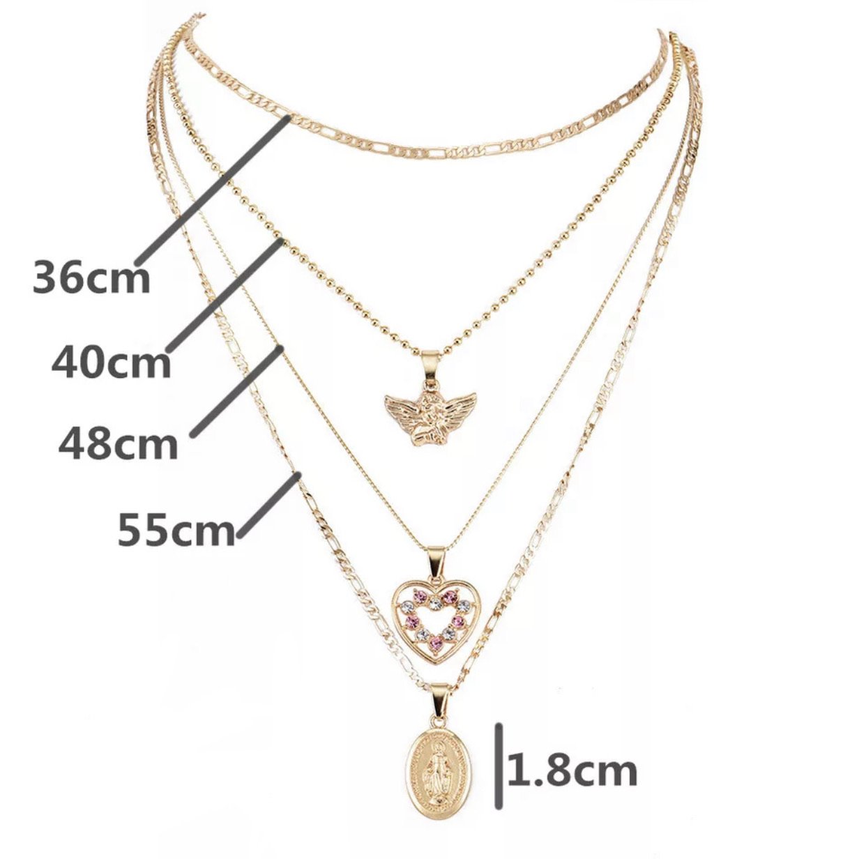 Vintage Halskette in Cherub und Kristallherz