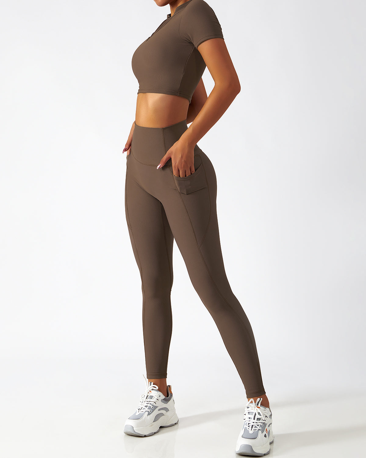 Riley Nahtlose Leggings mit Taschen - Braun