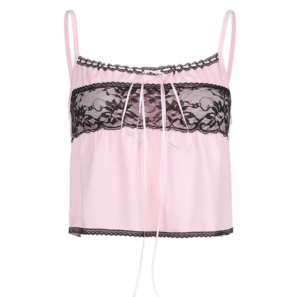 Y2K Babydoll-Camisole in Pink mit Spitzeneinsatz
