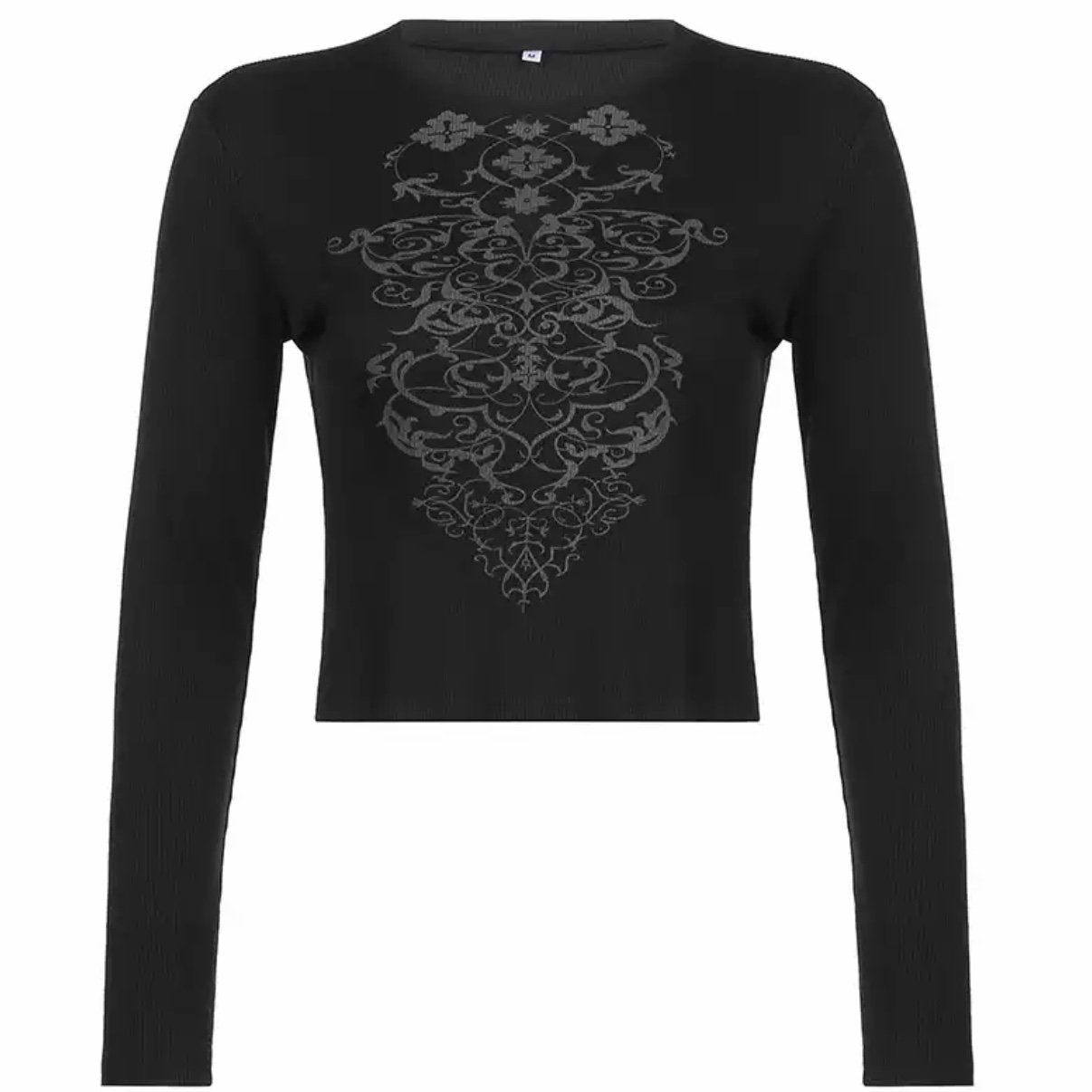 “Y2K Icon” Graphic Ribbed Long Sleeve Fitted Top