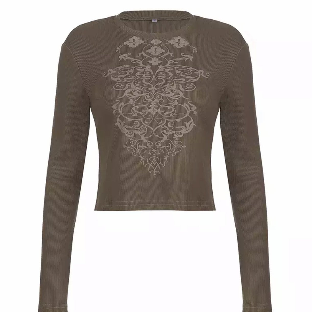 “Y2K Icon” Graphic Ribbed Long Sleeve Fitted Top
