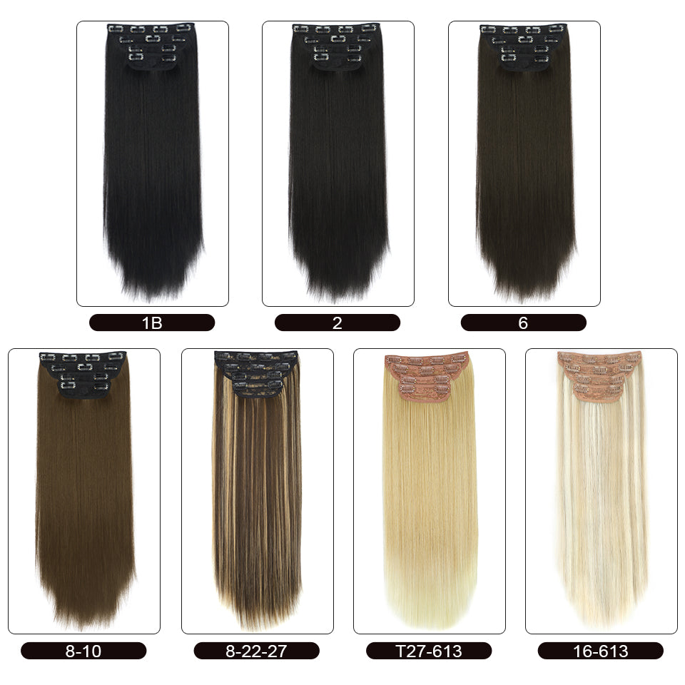 Extension per capelli lunghi e lisci con clip (4 pezzi)