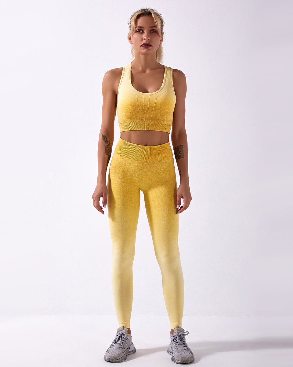 Leggings senza cuciture Calico Ombre - Giallo