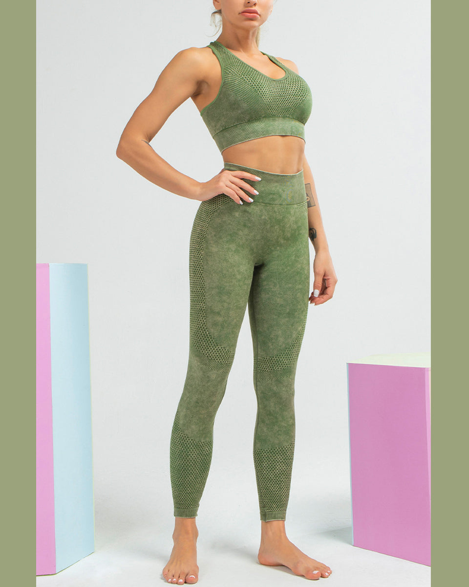 Leggings senza cuciture Infinity - Verde militare