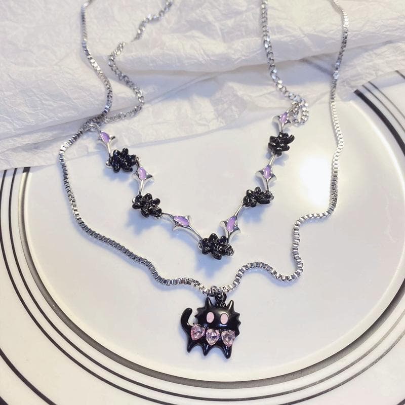 Katzenanhänger mehrfarbig 2 Stück Halskette