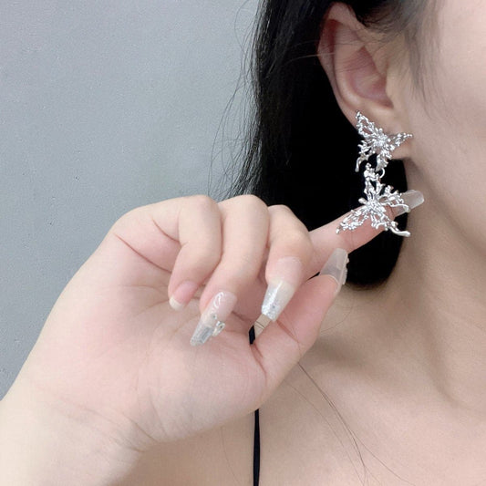 Schmetterlingsanhänger Lava Silber Ohrringe