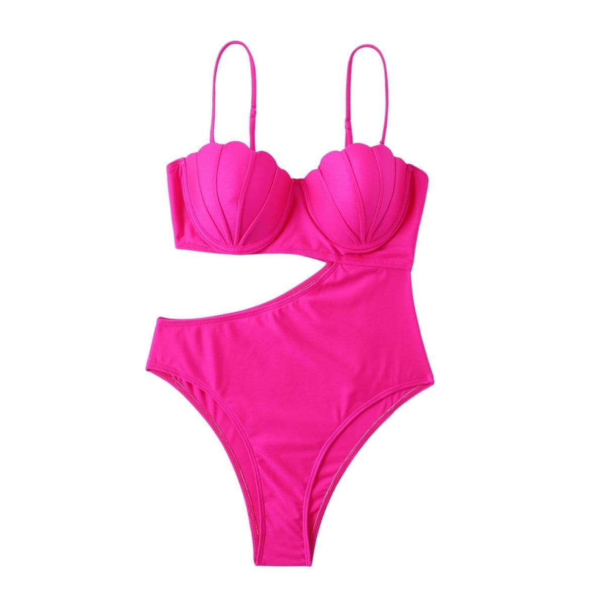 Ausgehöhlter, einfarbig gepolsterter, unregelmäßiger Camisole-Badeanzug