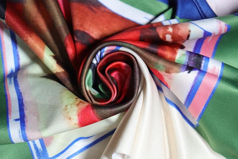 Flower print contrast one shoulder irregular slit midi skirt set