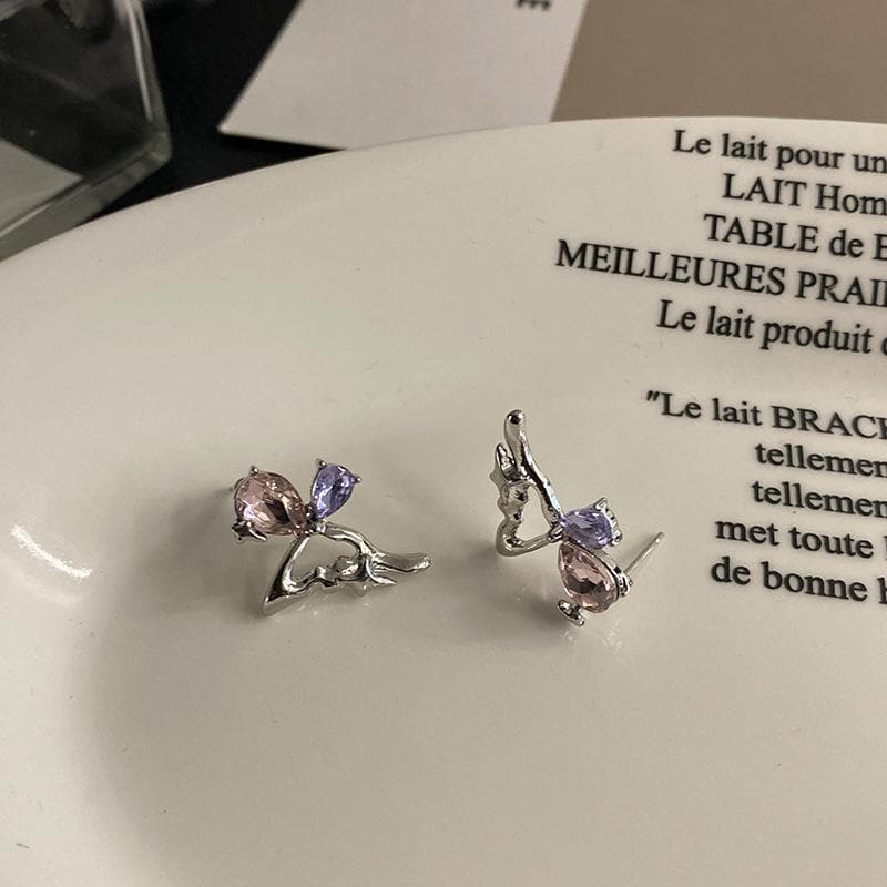 Orecchini a farfalla multicolor in pietra