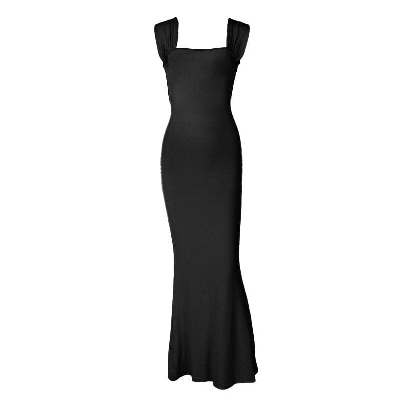 Rückenfreies, ärmelloses, einfarbiges Maxikleid zum Schnüren und Binden