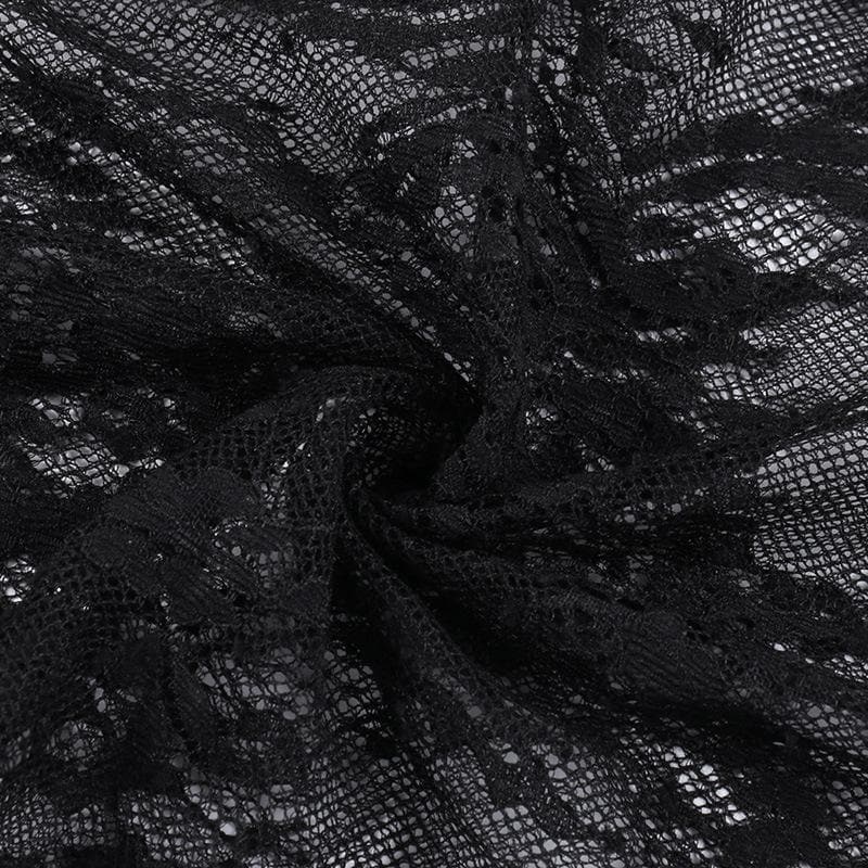 Flared sleeve lace see through solid irregular top