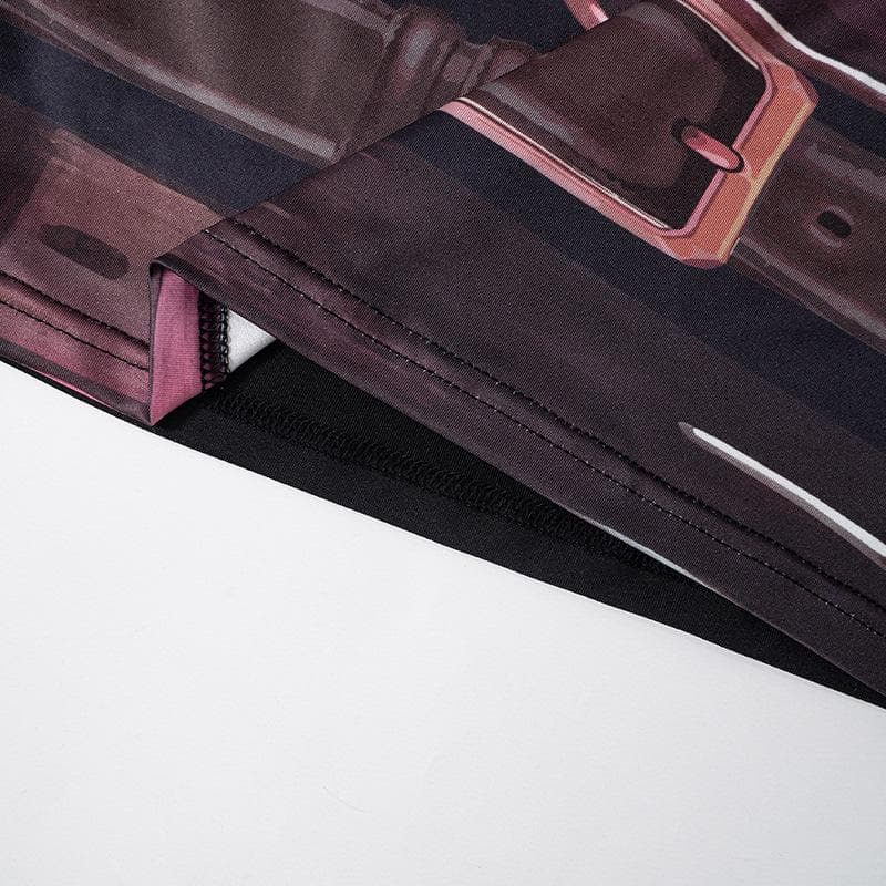 Gloves contrast print backless tube midi skirt set