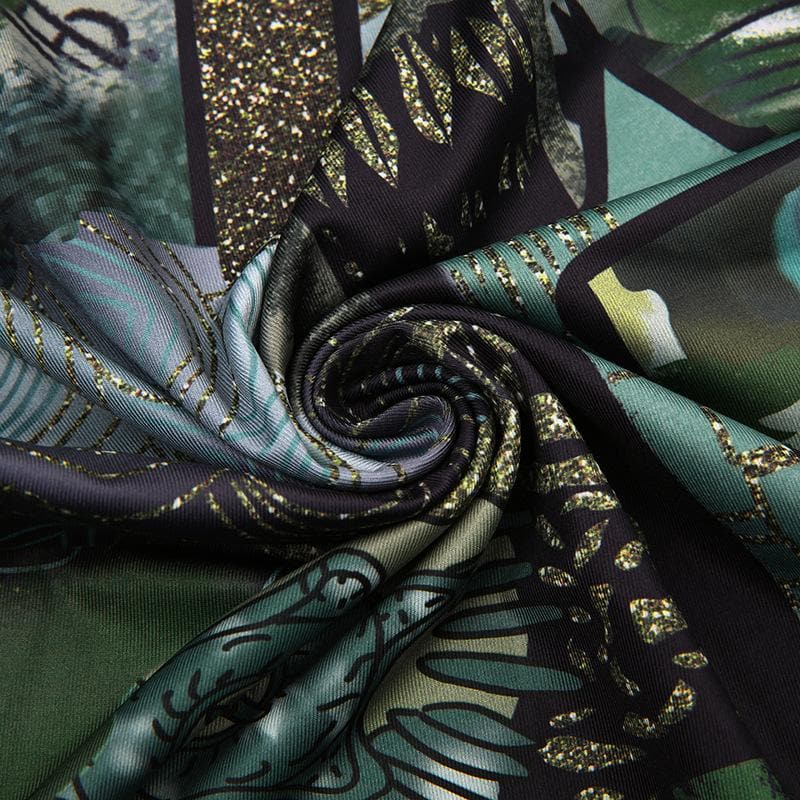 Abstract Print Contrast Square Neck Backless Cami Midi Dress