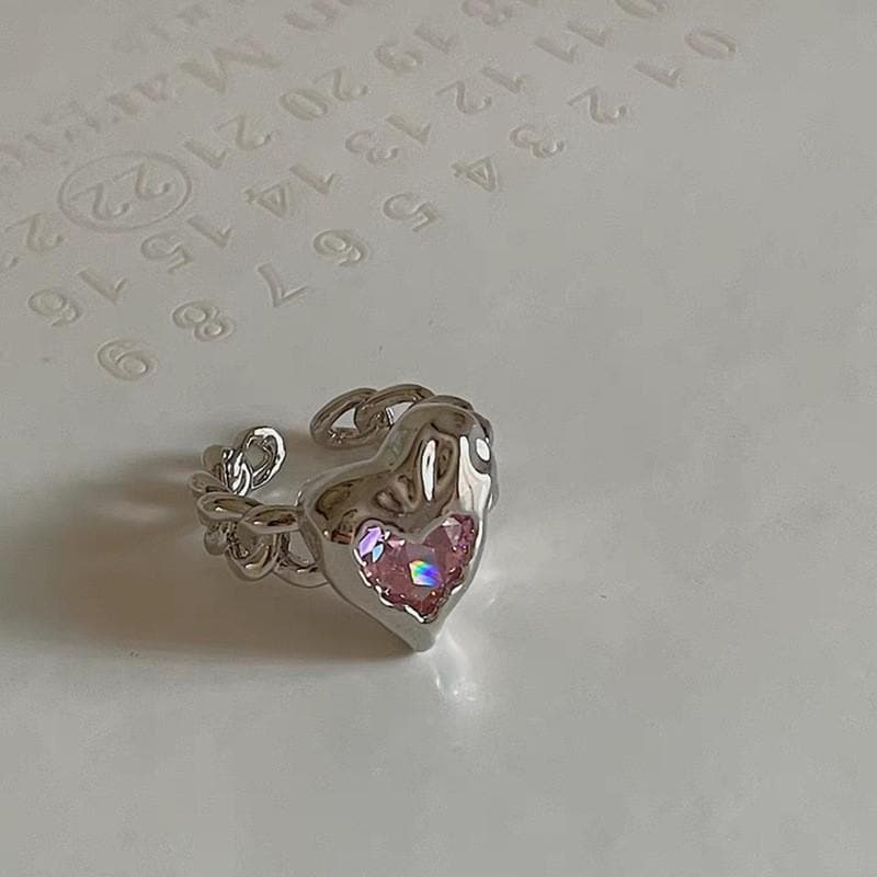 Anello aperto con catena a forma di cuore
