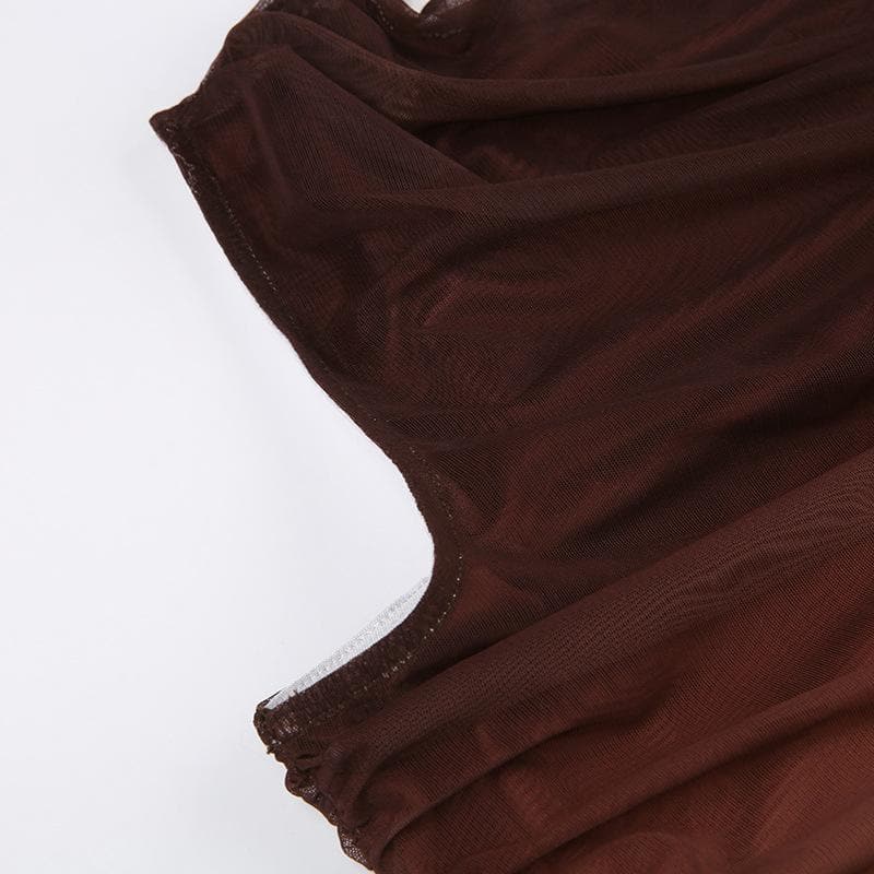 Ärmelloses Maxikleid aus gerüschtem Netzstoff mit Farbverlauf