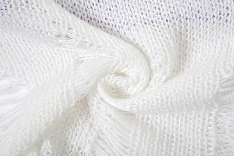 Crochet contrast off shoulder halter gloves ruched crop top