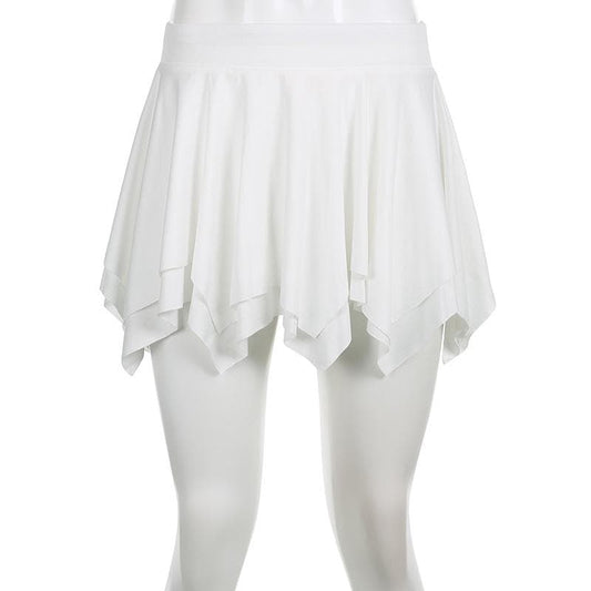 Solid ruffle ruched mini skirt