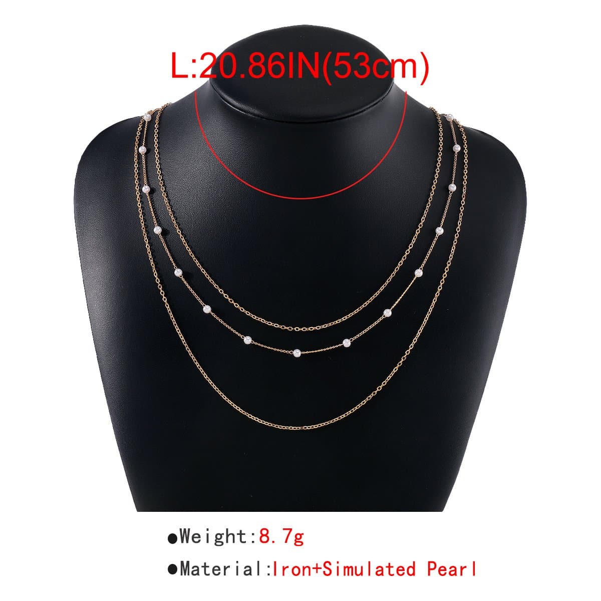 Mehrreihige Halskette mit Kunstperlen