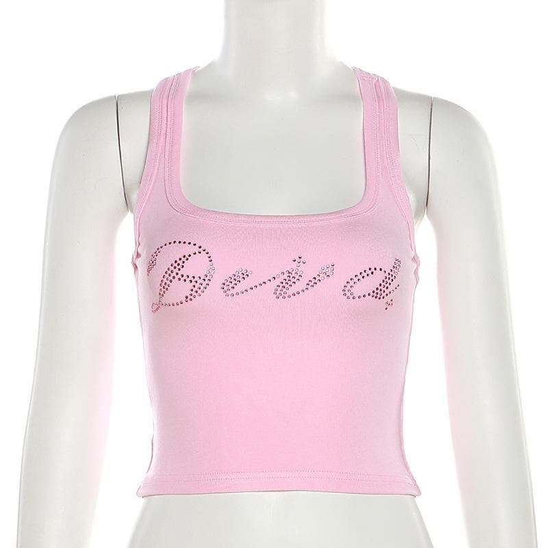 Top a contrasto con scollo quadrato e maniche con perline