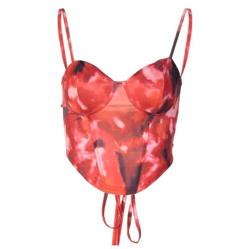 Canotta tie-dye con lacci sul retro