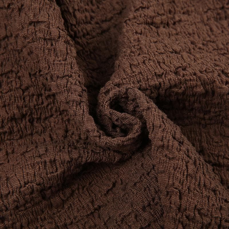 Ruffle self tie low cut textured short sleeve crop top