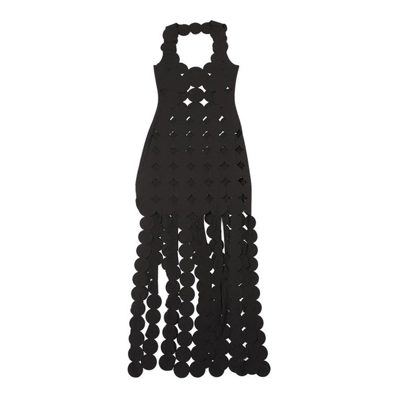 Ausgehöhltes, rückenfreies, ärmelloses, tief ausgeschnittenes, einfarbiges Maxikleid