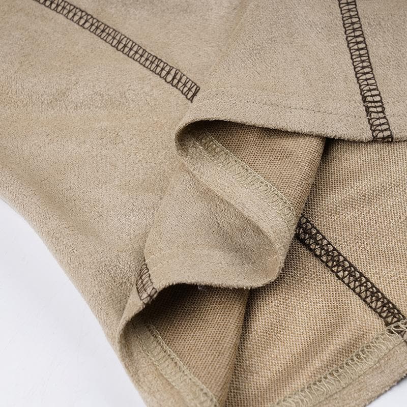Button stitch sleeveless contrast crop top