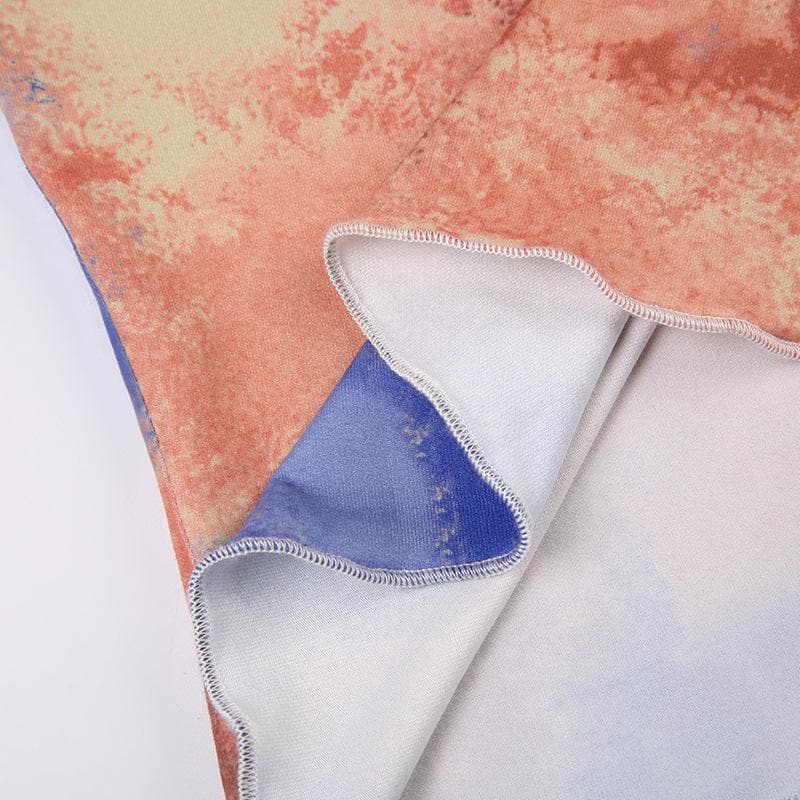 Tie dye short sleeve crewneck contrast top