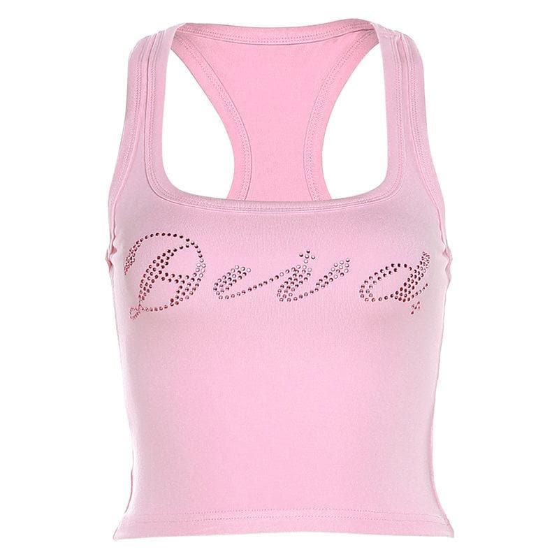 Top a contrasto con scollo quadrato e maniche con perline